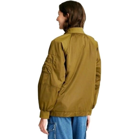 A New Day Womens Olive Green Water Resistant Bomber Jacket Size S - Picture 2 of 7